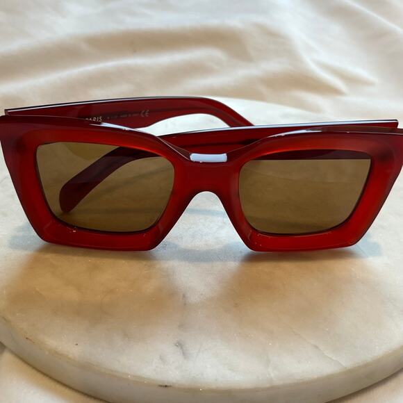 CELINE CL401301 Cherry Red Square Sunglasses TS - Picture 6 of 6